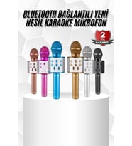 Karaoke Mikrofon Bluetooth Bağlantılı Aux Girişli Uzun Pil Ömrü Yüksek Ses Kaliteli