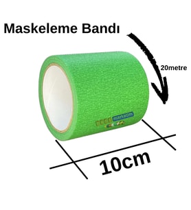 Maskeleme Kağıt Bant Geniş taban bandı 100mmx20mt Yeşil