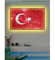 Led Işıklı Türk Bayrağı (bir Hilal Uğruna Ya Rab)