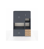 Hyperion Dolap 9 Raflı 3 Çekmeceli 5 Kapaklı 132x44x195 Antrasit-Antrasit/Çam
