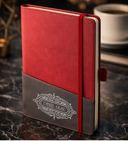 BK Gift Kişiye Özel Kırmızı Termo Deri Defter -11, Kartvizit Bölmeli, Çizgili Ivory Kağıt