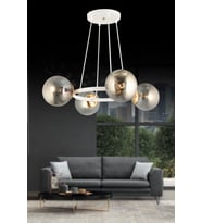 Beyaz 4 Lü Halka Füme Glop Camlı Modern Avize