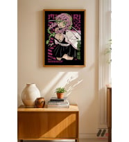 Demon Slayer Mitsuri Anime Poster, Ahşap Çerçeveli Duvar Tablosu - Anime Severlere