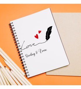 Aşk Love Sevgili Tasarımlı Defter Kişiye Özel