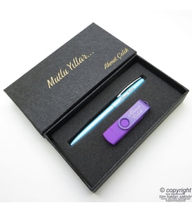 16GB. İsme Özel Otg Usb Bellek + Scrikss İsme Özel Kalem Seti - Mor Mint