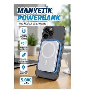 LF-100 MagSafe 5.000 mAh Manyetik Kablosuz Şarjlı Batarya Paketi