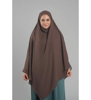 Kahve Pratik Hazır Geçmeli Tesettür Eşarp Krep Bağcıklı Sufle Hijab 2313_14