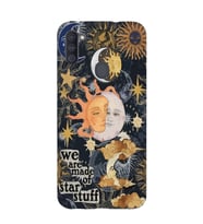 Samsung Galaxy M21 Uyumlu Güneş ve Ay Desenli Şeffaf Telefon Kılıfı