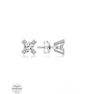 SWAROVSKİ TAŞLI  ZİRCONİA PIRLANTA MONTÜR TEK TAŞ 925 AYAR GÜMÜŞ KÜPE