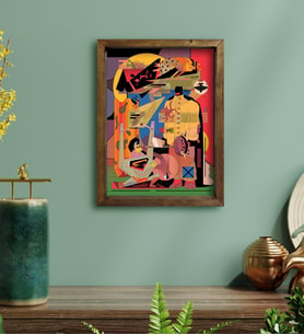 BK Gift Modern Soyut Tasarımlı Doğal Masif Ahşap Çerçeveli Tablo 30x40cm-8