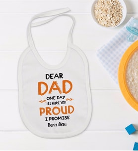BK Kids Kişiye Özel Dear Dad Tasarımlı Bebek Mama Önlüğü - Model 1