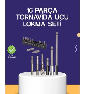 16 Parça Bits Ve Adaptör Seti Vidalama Tamir Bakım Seti