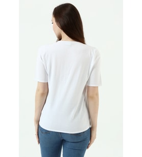 Beyaz Metalik Baskılı Bluz (Karışık)