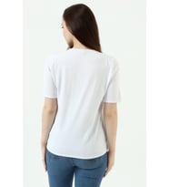 Beyaz Metalik Baskılı Bluz (Karışık)