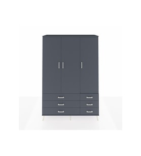 Hyperion Gardrop 5 Raflı 6 Çekmeceli Tek Askılı 132x44x195 Antrasit-Antrasit