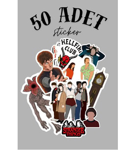 Tiwo Dijital-Stranger Things Dıy Set Parlak 50 Parça Sticker Bulet Journal Ajanda Defter Telefon Tablet