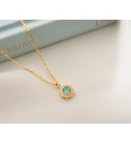 925 Ayar Gümüş Aralık Ayı Doğum Taşı ( Blue Topaz ) Kolye