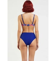 Kadın Bikini Takımı Leopar Desenli Balconette Yaka Balenli Sabit Kaplı Kolsuz Yüksek Bel Örme Kumaş