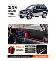 SUZUKI GRAND VİTARA (2003-2006) Uyumlu Torpido Örtüsü Torpido Kılıfı - Siyah Kırmızı