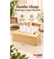 ByMyHand Doğal Ahşap Bambu Peçetelik Peçete Kutusu