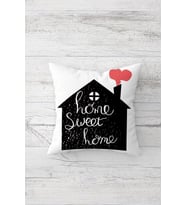 Kış Tema Home Sweet Home Çift Tarafı Baskılı Gizli Fermuarlı Yastık Kılıfı Kırlent Yastık Kılıfı (Siyah)