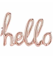 Rose Gold Hello El Yazı Şekilli Folyo Balon 1 Adet
