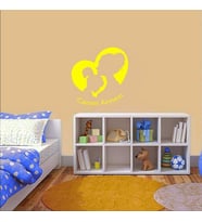 Canım Annem Yazılı Anne ve Kız Çocuğu Silüeti Dekoratif Duvar Sticker, Çıkartma Sarı