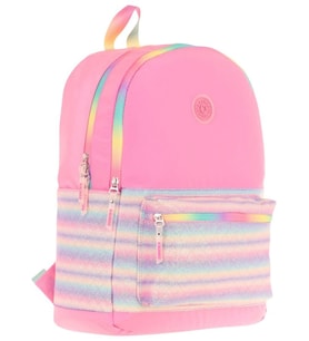 Kaukko Brush Üç Bölmeli Kız Çocuk Pembe Çok Renkli Okul Çantası - K1823