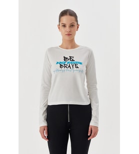 No Fear Orijinal Kadın T-shirt Uzun Kollu Beyaz