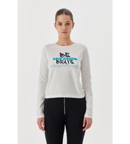 No Fear Orijinal Kadın T-shirt Uzun Kollu Beyaz