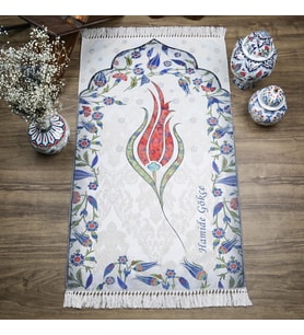 İsme Özel İnce Pamuk Seccade Kırmızı - Lale 70x117 cm - 370 gr