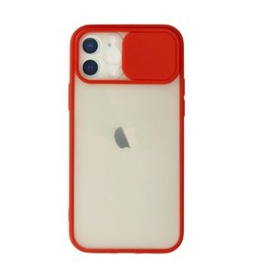 Apple İphone 12 Kılıf Palm Buzlu Kamera Sürgülü Silikon - Kırmızı