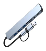1060 8 in 2 USB-C & USB 3.0 Hub Çoklayıcı USB, Type-C, SD/TF ve Aux Çevirici x USB 3.0: 5Gbps ultra hızlı veri transferi. Klavye, mouse ve yazıcılar için stabil bağlantı.