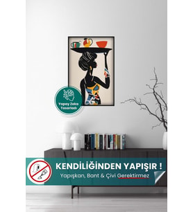 Afrikan Siyahi Kadın Portresi - Bohem Matisse Tarzı Yüksek Çözünürlüklü Duvar Poster