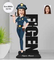Kişiye Özel İsimli Polis Kadın Ahşap Eco Biblo -1
