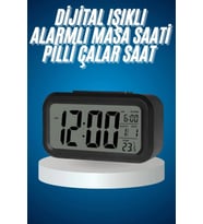 Işıklı Dereceli Masa Ofis Saati Alarmlı Termometre Takvim Çalar Saat