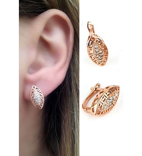 Zirkon Taşlı 925 ayar Gümüş Rose Küpe