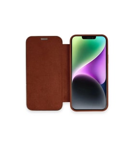 Apple İphone 12 Kılıf Dolpin Kapaklı - Kahverengi