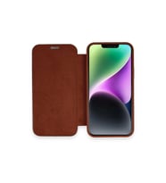 Apple İphone 12 Kılıf Dolpin Kapaklı - Kahverengi
