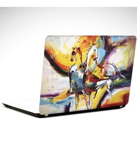 Soyut Atlar Renkli Laptop Sticker 15.4 inch (37X26CM)