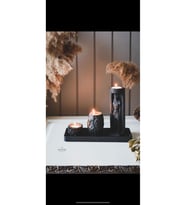 Özel tasarım Siyah Antik Anubis Tealight Soya Wax Mumluk Vazo Tepsi Takımı Hediyelik Dekoratif