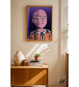 One Punch Man Saitama Poster, Ahşap Çerçeveli Duvar Tablosu - Anime Severlere Özel