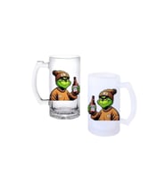 Ghostbastır Design Grinch Kulplu Bira Bardağı Buzlu veya Şeffaf Seçenekli 083