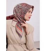 Lesscarves Pamuk İpek Eşarp Etnik Desenli LS2205