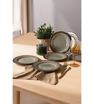 Reaktif Yeşil Line Pasta Tabağı 21 Cm 6 Adet Q84