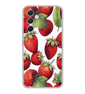 Samsung Galaxy A15 Uyumlu Çilek Desenli Şeffaf Telefon Kılıfı