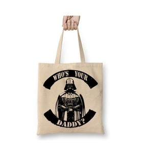 Darth Vader Daaddy Beyaz Bez Çanta Uzun Saplı Alışveriş Çantası Plaj Çantası