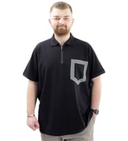 Mode XL Büyük Beden Erkek T-Shirt Fermuarlı Polo Yaka Cepli U24325 Siyah