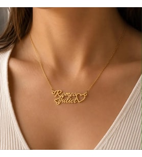 Kişiye Özel 925 Ayar Gümüş Minimal Çift İsim Kolye (Gold)