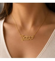 Kişiye Özel 925 Ayar Gümüş Minimal Çift İsim Kolye (Gold)
